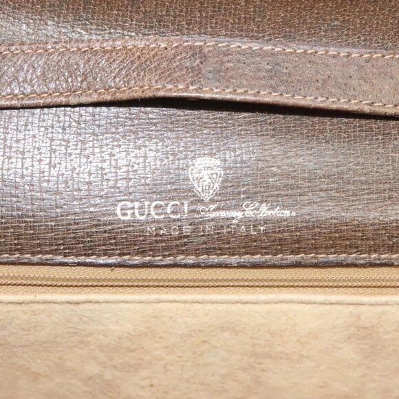 GUCCI GG Supreme Web Sherry Line Shoulder Bag PVC Beige Gold Auth BA3785 - Picture 13 of 16